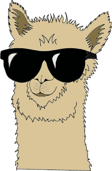 Ka'ana-Maskottchen: Alpaka mit Sonnenbrille